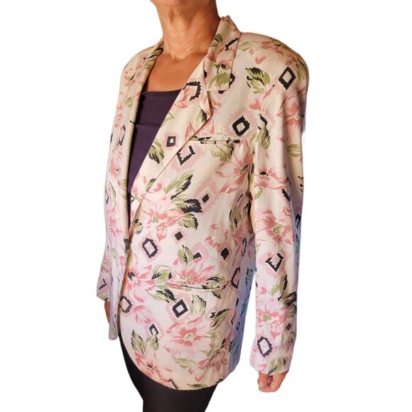 Vintage Floral Blazer - Pink and Black - Picture 2 of 9
